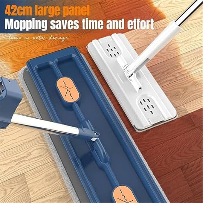 Dfcdcoo New 2024 Style Large Flat Mop,Roseionly Large Flat mop,360° Rotating Magic Self Wringing Flat Mop,Large Flat Mop and Scalable Bucket with Wheels (White+White Bucket)