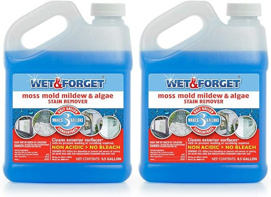 Wet & Forget Moss, Mold, Mildew, & Algae Stain Remover Multi-Surface Outdoor Cleaner Concentrate, Original, 64 Fluid Ounces (2 Pack)