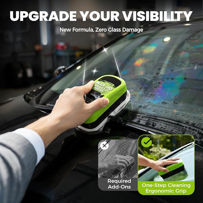 Car Glass Oil Film Cleaner, New Automotive Oil Film Cleaning Brush, Car Windshield Cleaner with Extra Cleaner, Preserve Clarity, Immediately See the Effects, Perfect Visibility at All Times (3Set)