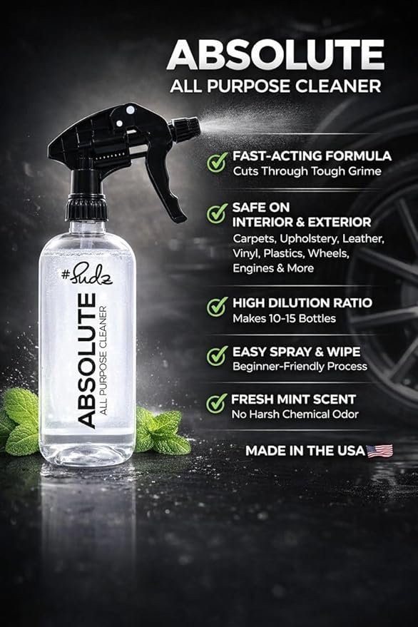 Absolute All Purpose Cleaner - Cleans leather, fabric, tires, wheels, engine bay, vinyl, shoes, + more - 16 oz.