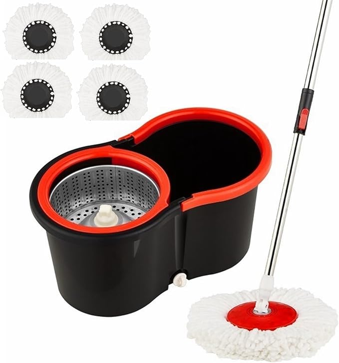 4 Pcs Mop Head Spin Mop Replacement Head Round Shape Standard Size Microfiber Mop Head Refills with 360° Magic Mop Easy Cleaning (C)