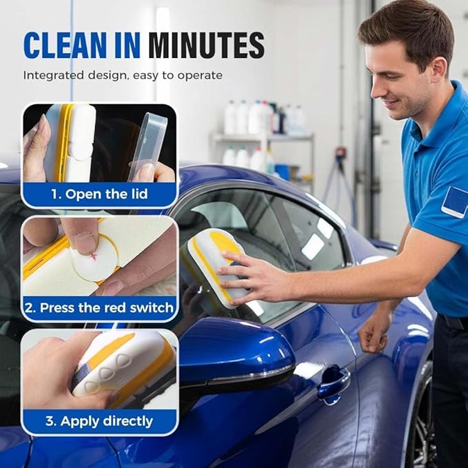 Car Window Cleaning Brush, Windshield Oil Film Remover, Water Repellent and Fog Prevention Glass Cleaner for Automotive Windows (B)
