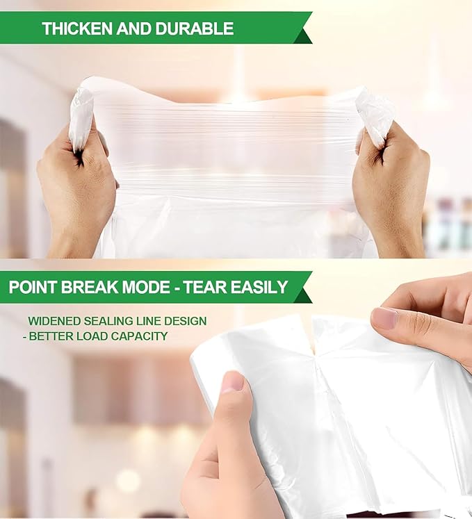 FORID Clear Trash Bags, 8 Gallon Garbage Bags, Wastebasket Bin Liners 330 Count Plastic Trash Bags for Bathroom Bedroom Office Garbage Can 30 Liters - Durable & Thick Trash Bag - Medium
