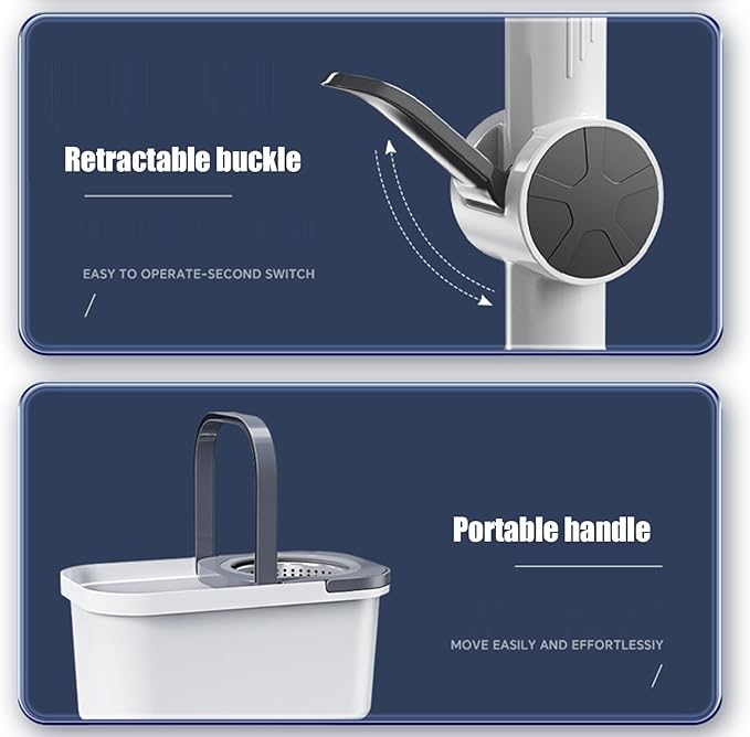 Mop - Spin Bucket System Stainless Steel Deluxe Spinning Floor Cleaning with Microfiber Replacement Refills