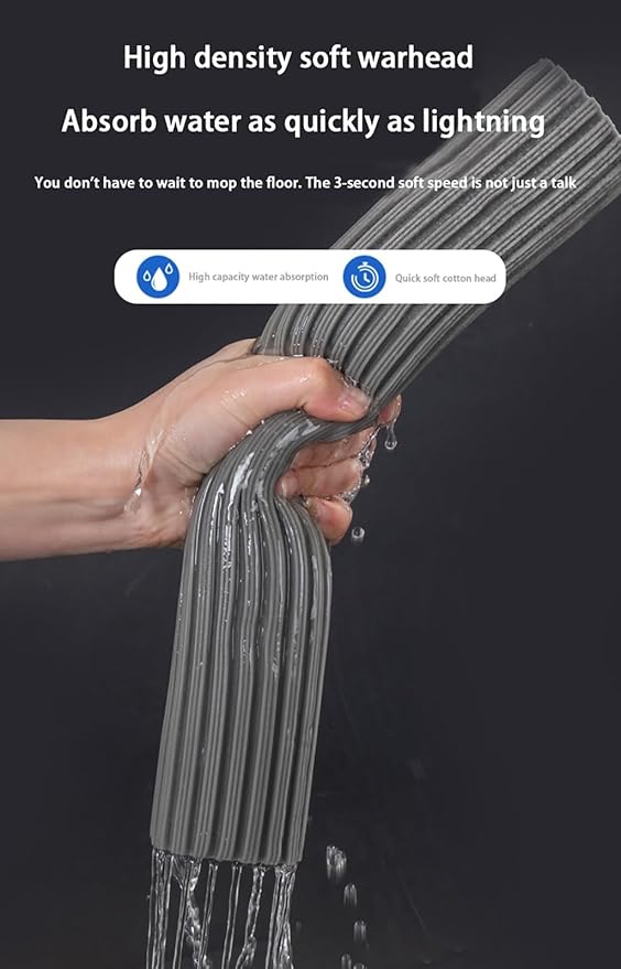 PVA Sponge Mop, Hands Free Self Wringing Mop, Self Squeeze Sponge Mop for Tile Marble Laminate Floor Cleaning (Size : Mop+1 Cloth)