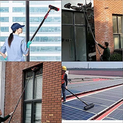 Glass Cleaning Brush Home Water Fed Telescopic Pole Kit Solar Panel Brush Rotating for Photovoltaic Panel，3.6-10.8M Window Cleaning Pole Water Fed Pole Kit Telescopic Brush Extendable Window