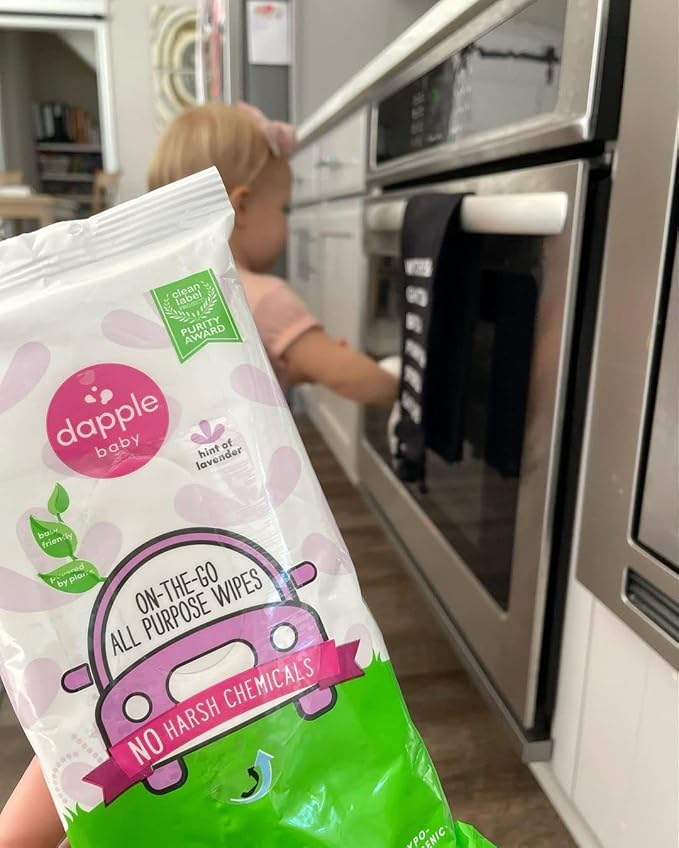 Dapple baby All Purpose Wipes, Hypoallergenic & Powered by Plants Cleaning Wipes, Hint of Lavender, 30 Count (Pack of 1)
