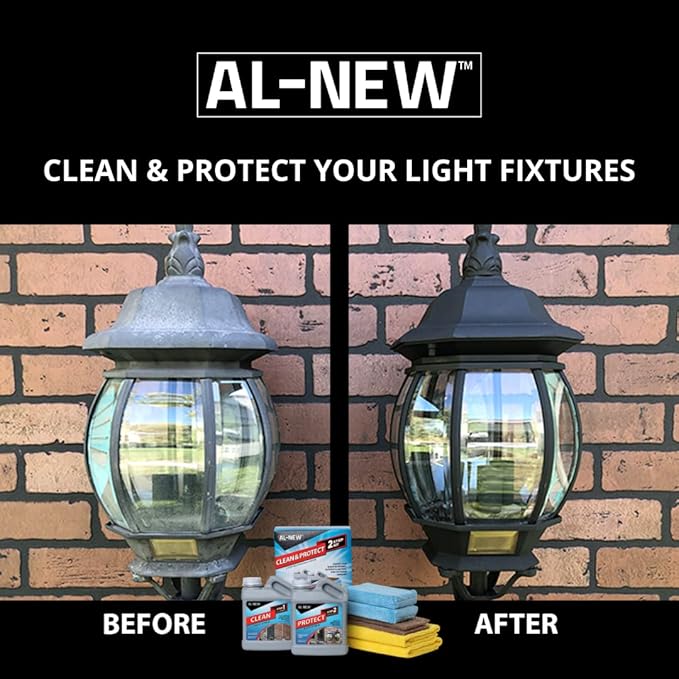 AL-NEW 2 Step Clean & Protect Kit | Clean, Restore, & Protect Your Outdoor Patio Furniture, Garage Doors, Exterior Lights, Window Frames, and More (16 Ounce Kit)