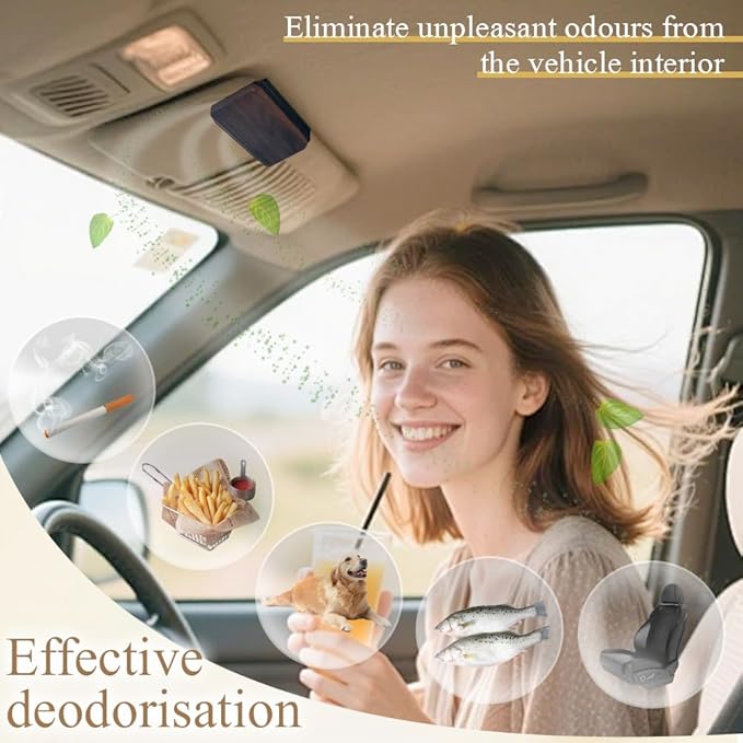 Car Air Freshener - Natural Wood Air Freshener - Plant Essential Oils Car Odor Eliminator Long Lasting Scent with Visor Clip for Vehicle Cabin Truck SUV - Pack of 3 (Teak-Pine-Amber)