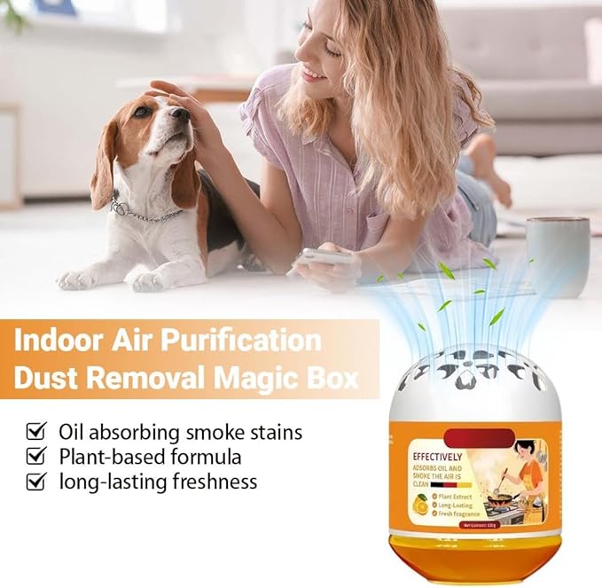 Indoor Air Purification Cooking Removal Magic Box, Multi-Functional Air Magic Box, Plant Extract Formula, Long-Lasting Kitchen Oil Absorbing Freshener for Kitchen and Living Room (Orange 1pcs)