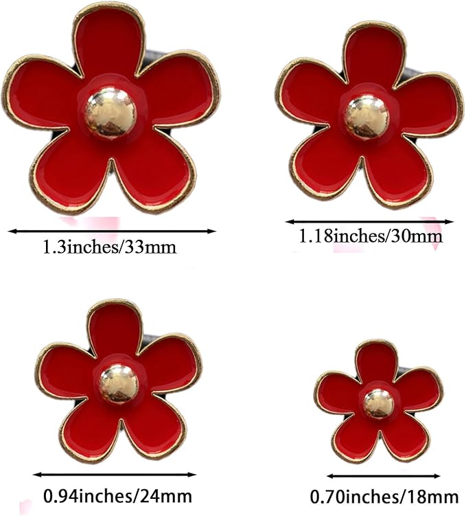 Daisy Air Vent Clips, 4 Pcs Cute Flower Car Air Conditioning Outlet Clip Car Air Freshener Clip Charm Car Inter Decor Accessories for Women (Red)