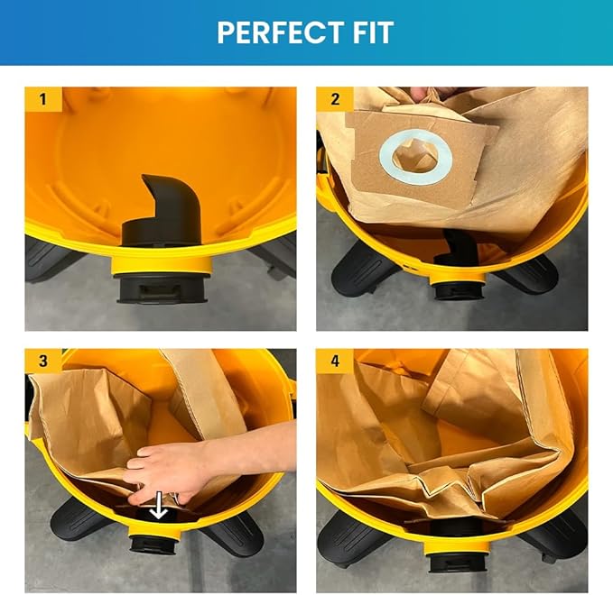 10 Pack DXVA19-4102 Shop Vac Bags for DEWALT 12-16 Gallon Wet/Dry Vacuum Compatible with DXV12P DXV14P DXV16P DXV16PA DXV16S