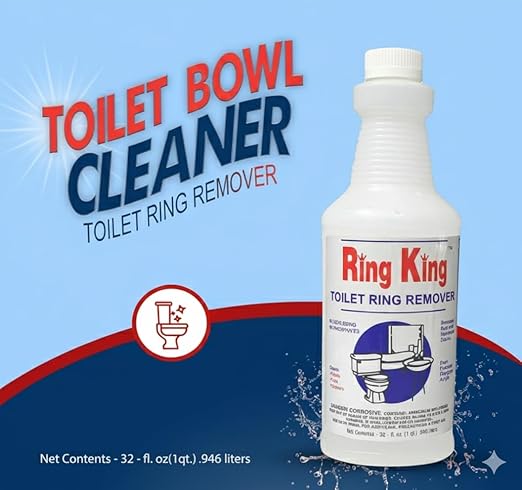 Ring King Toilet Ring Remover, 32 oz, with flip-top applicator – Heavy-duty for rust, hard water, and mineral stains in toilets. Restores severely stained bowls with powerful cleaning capabilities.