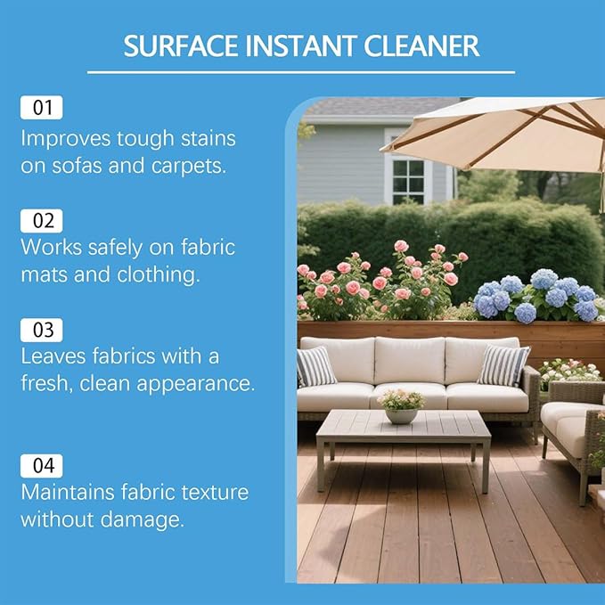 Upholstery Cleaner Tough on Stains,Safe on Fabric,Fresh Like New, Powerful Remover Clothes Dry-Clean Spray Deep-Penetrating, Quick-Drying (2PCS)