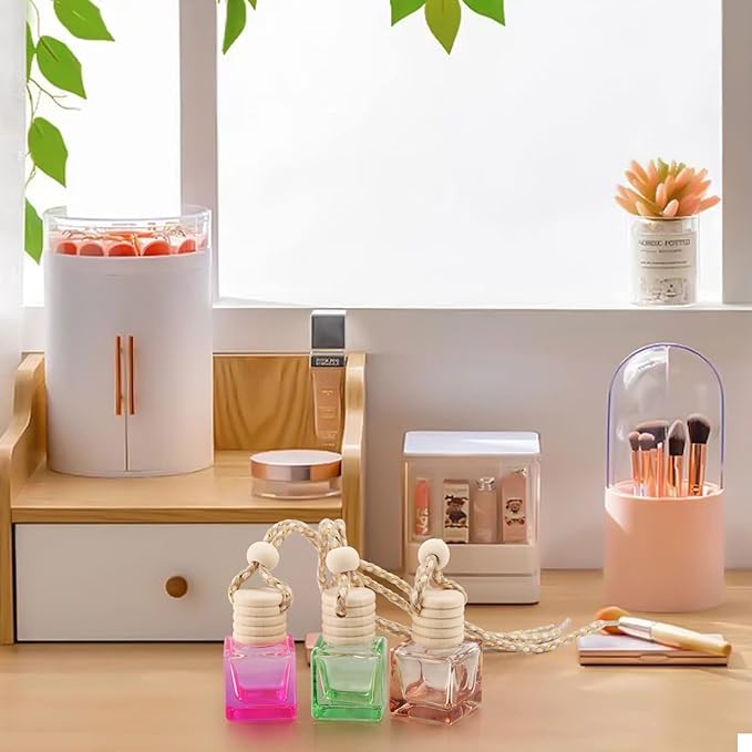 12 Pcs Hanging Perfume Bottle Car Air Freshener Bottle Essential Oil Fragrance Diffuser Bottle Pendant Car Ornament Decoration Accessories