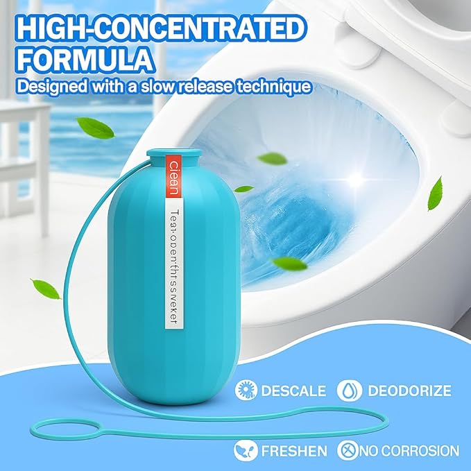 Toilet Tank Cleaner 4 Pack – Automatic Gel Bottle for Deodorizing, Stain & Scale Removal – Long-Lasting Freshness with Natural Scent – Easy Drop-in Design for Bathroom Cleaning