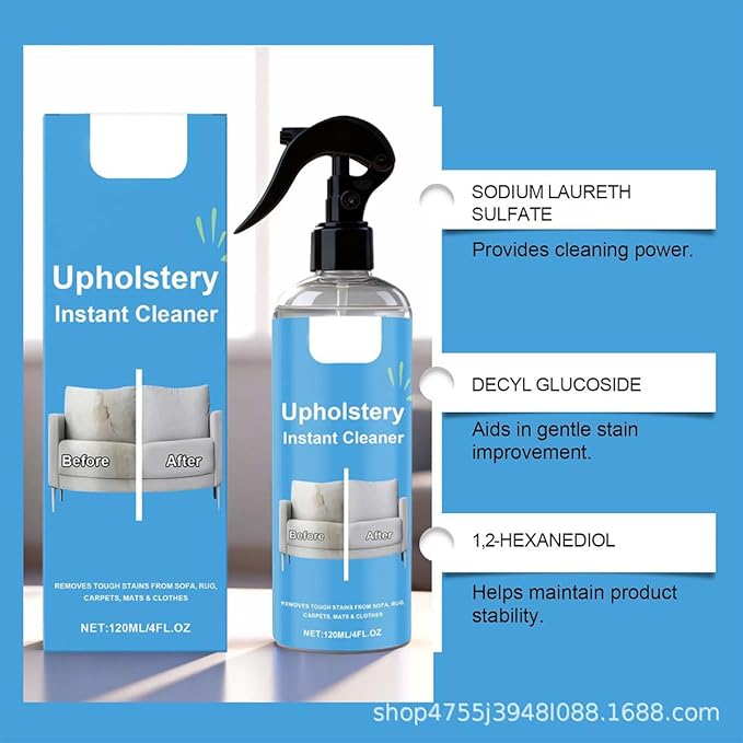 Upholstery Cleaner Tough on Stains,Safe on Fabric,Fresh Like New, Powerful Remover Clothes Dry-Clean Spray Deep-Penetrating, Quick-Drying (2PCS)