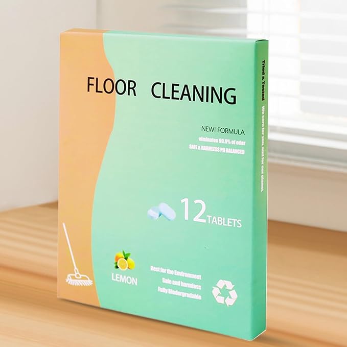 12PCS Floor Cleaning Solution Tablet,Floor Cleaning Tablets, Tile and Vinyl Floors，suitable with All Robot Vacuums with Mopping and Cordless Wet/Dry Vacuum Mop Cleaner Lemon Scent