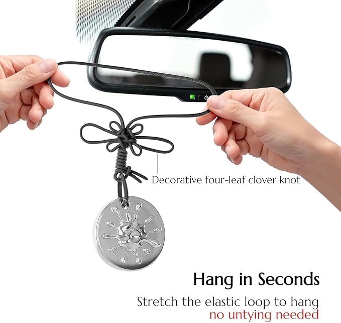 Car Air Freshener Hanging, Car Fresheners Long Lasting for Men & Women, Refillable Essential Oil Diffuser with 7 Beads + 14 Refills, 40+ Days Scent for Home, Office, Bathroom - White Tea