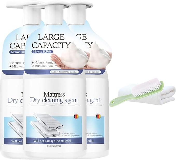 Jeeeun Mattress Stain Remover, Mattress Cleaner Fabric Cleaner Spray, Deep Clean for Bed Couch Carpet Upholstery, No-Scrub Fast-Acting Spot Treatment for Home Fabric (3 Sets)