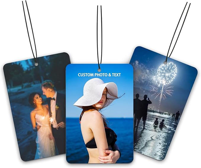 Custom Air Freshener for Car - Double Sided Photo Personalized Scents Freshener, Smell Fresheners With Picture Wardrobe, Bathroom,Hanging Ornaments (1 Count (Pack of 1)) Blue