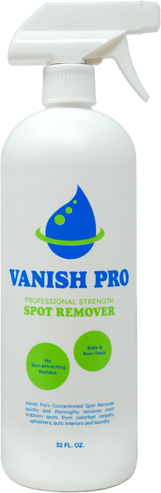 Vanish Pro - Multi-Purpose Spot Treater Spray – Professional Strength Spot Remover for Food, Grease, Coffee, Wine, Baby & Pet Stains, Laundry & Fabric Safe, Hundreds of Uses, 32 oz. Made in USA