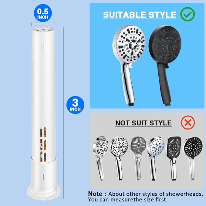 Amorix 2 Pack Shower Filter for Handheld Shower Head, Multi-stage Filter Cartridge for Hard Water, Reduce Chlorine