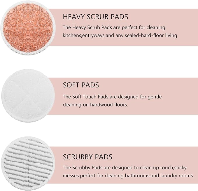 BeiLan Spinwave Mop Pads Fit for Bissell Spinwave 20399 23157 23159 2039A 2124A 20393 2039T 2039W 20391 20395 2307 2315A Heavy Soft Scrubby Pads for Hardwood Floor Cleaning Replacement Pads(12Pack)