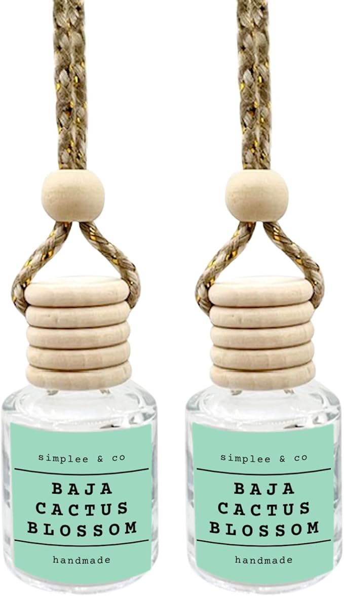 Baja Cactus Blossom, Car Air Hanging Essential Oil Diffuser, Car Air Freshener Diffuser with Long Lasting Essential Oils, Aromatherapy Vehicle Diffuser, Long Lasting, 2 Pack, by Simplee & Co