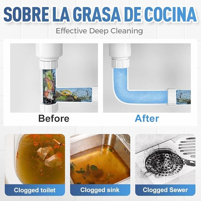 Drain Cleaner, Drain Cleaner, Sink DrainCleaner, Powerful Sink & DrainCleaner, Dredge Blast Pipe Cleaner, Powerful Pipe Dredging Agent for Home Kitchen Toilet (2)