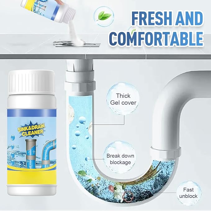 2026 Upgraded Sink and Drain Cleaner, Pipeline Dredging Agent, Sink and Drain Cleaner Powder, Multi-functional Fast-Acting Pipe Dredging Agent for Kitchen and Toilet Pipeline (2 PCS)