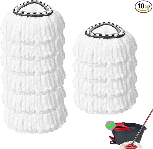 10 Pack Mop Head Replacement for O-Ceda EasyWrin Spin Mop, Ailengy 100% Microfiber Mop Refills Spin Mop Replace Heads for ocedar Mop Easy House Cleaning and Floor Mopping