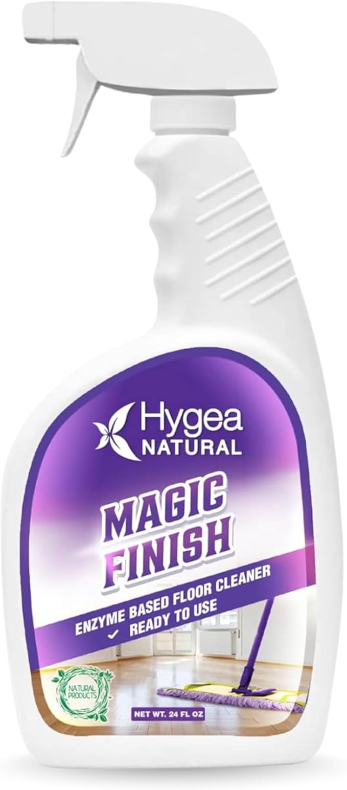 Hygea Natural Magic Finish Enzyme-Based Chemical-Free Floor Cleaner - No Rinse, Biodegradable Formula - Removes Grease Buildup in Tile & Grout - for All Hard Floors (Ready to Use, 24 oz)
