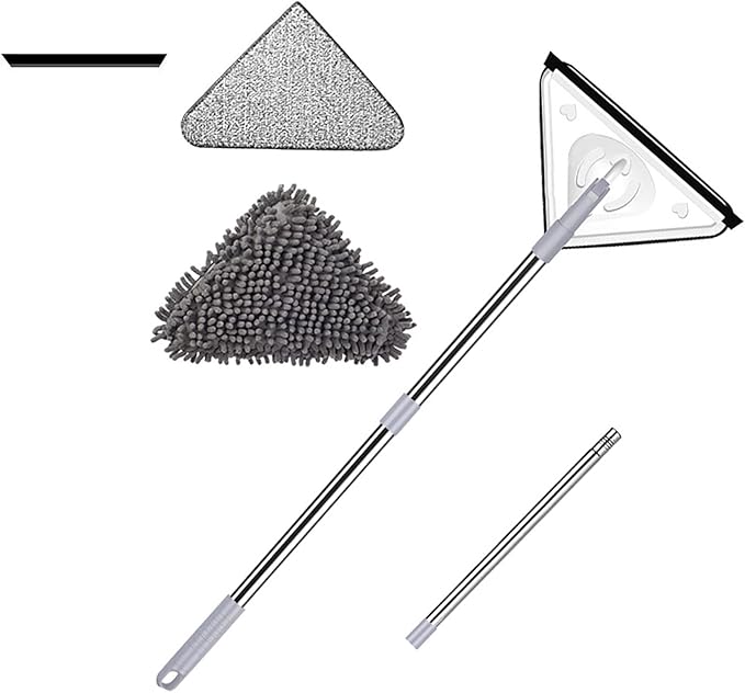c,360 Degree Rotatable Microfiber Triangular Cleaning Mop Adjustable Spin Scrubber Tool,Triangle Cleaning Mop Multifunctional Telescopic Microfiber Clean Mop for Tub,Tile,Floor(A)