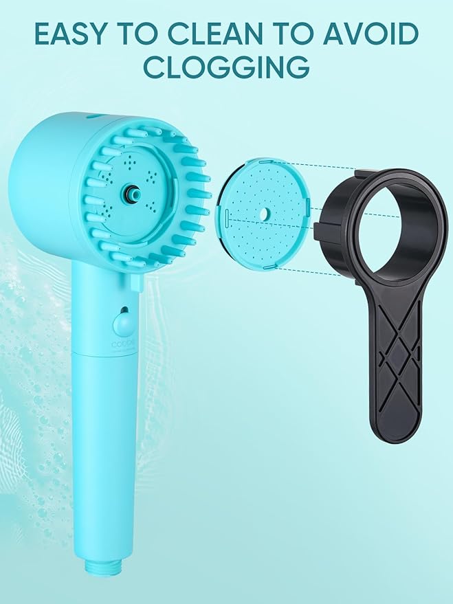 Cobbe Filtered Shower Head with Handheld, High Pressure 5-mode Showerhead with Filters, Built-in Power Wash for Hard Water - Remove Chlorine - Reduces Dry Itchy Skin, Emerald green
