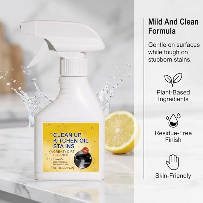 Kitchen Heavy Oil Cleaner Spray, Heavy Duty Kitchen Degreaser Spray, Foaming Oil Cleaner for Stove, Oven & Countertops, Multi-Surface Grease Remover for Appliances (3pcs)