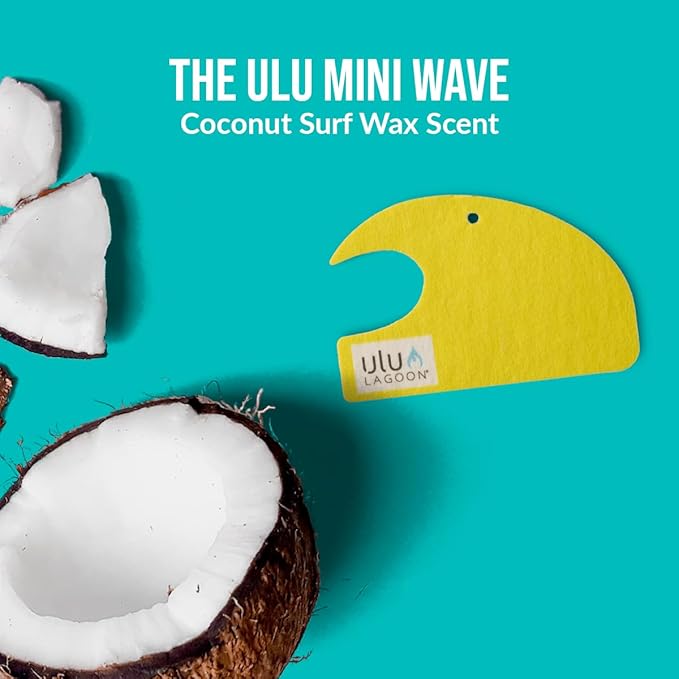 ulu Lagoon Hanging Car Air Freshener | Tropical Beach Coconut Surf Wax Scent Mini Wave | Long Lasting Car Freshener, Closet and Beyond | Made In USA | 3 Pack (Yellow)