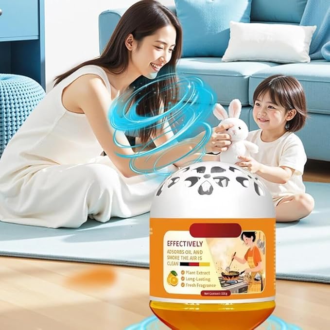 Indoor Air Purification Cooking Removal Magic Box, Multi-Functional Air Magic Box, Plant Extract Formula, Long-Lasting Kitchen Oil Absorbing Freshener for Kitchen and Living Room (Orange 1pcs)