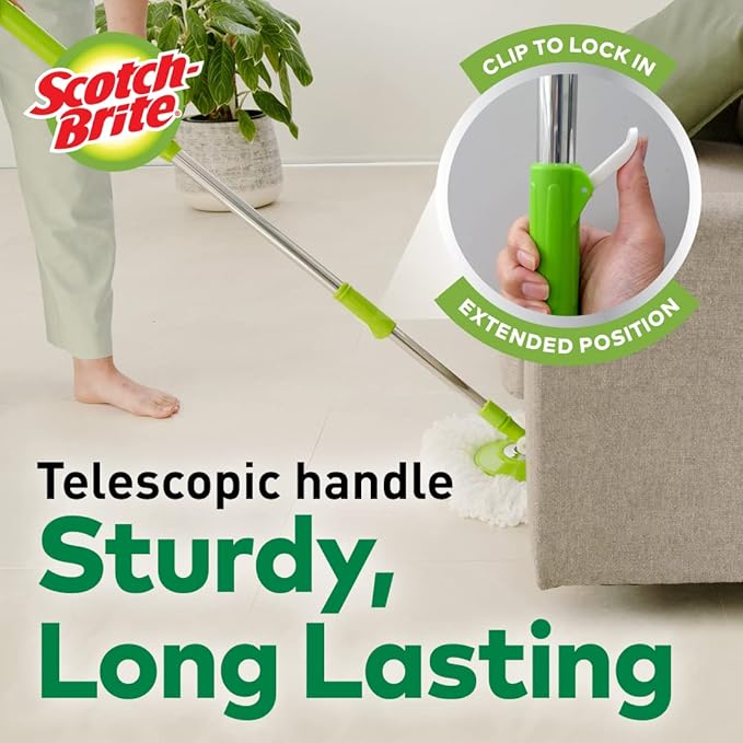Scotch-Brite 2-in-1 Bucket Spin mop Handle, Head & Refill