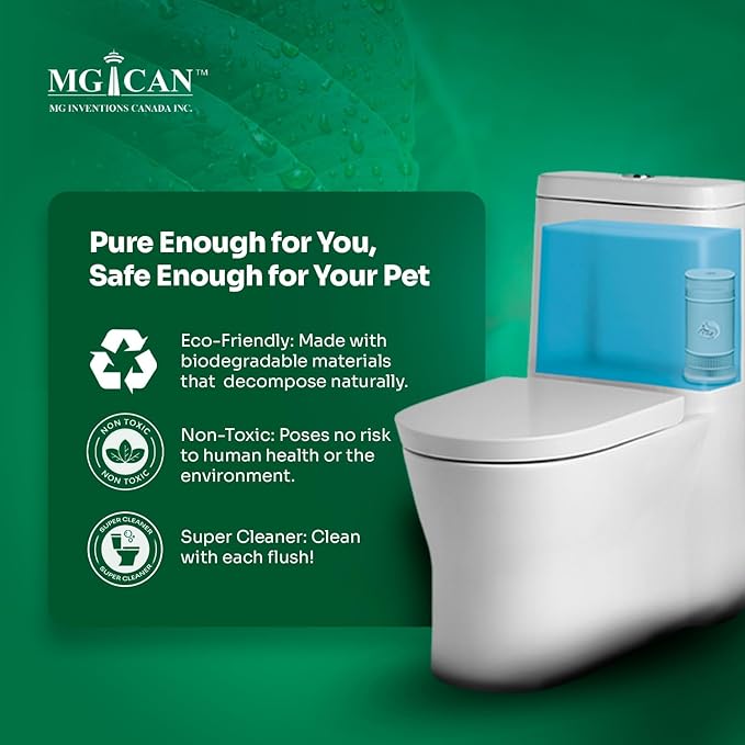 MGICAN Patented Automatic Toilet Bowl Cleaner System (ATCS) 1700+ Flushes - Non Toxic Toilet Bowl Cleaners for Hard Water Stains - UL-Certified Toilet Cleaner 1 Year Supply (1 Pack)