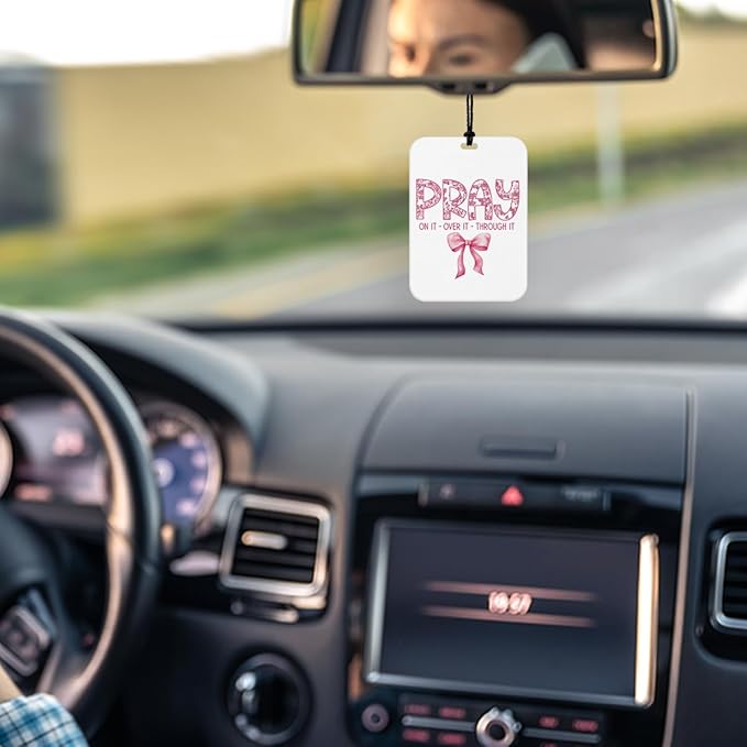 4 Pcs Pink Pray Car Air Fresheners for Mirror Prayer Blue Pray Car Accessories for Women Christian Air Freshener Cars Decor for Home Bedroom