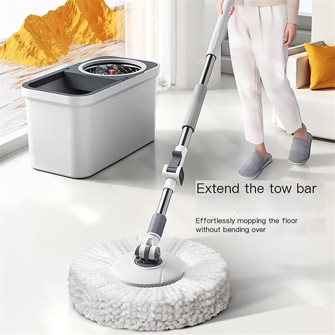 Mop Bucket Rotary Mop Household A Mop That is Clean Not Hand Washing Mop with Bucket Set of Wet and Dry Water Absorbent Floor Mop