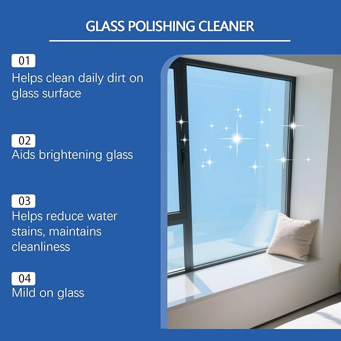Multi-Surface Glass Cleaner Spray and Polish, Window Cleaner, Streak-free Gloss for Mirrors and Cars, Fast-Action Spray, Removes Fingerprints, Dirt, Dust and Water Spots (3Pcs)