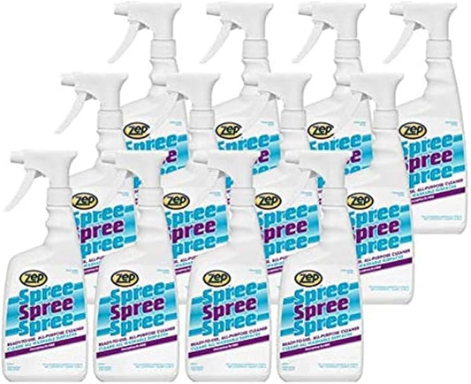 Zep Spree Ready-To-Use All-Purpose Cleaner - 1 Quart (Case of 12) - 86016 - Cleans All Washable Surfaces, Fast-Acting, Heavy-Duty Formula That Penetrates and Removes Stubborn Stains