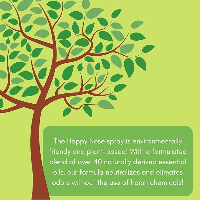 Happy Nose! Natural Plant-Based Air Freshener, Odor Neutralizer Spray for Home, Work, Pets, Vehicle, Smoke, Sports Equipment (Ollie's Ocean Breeze, 4 Pack)
