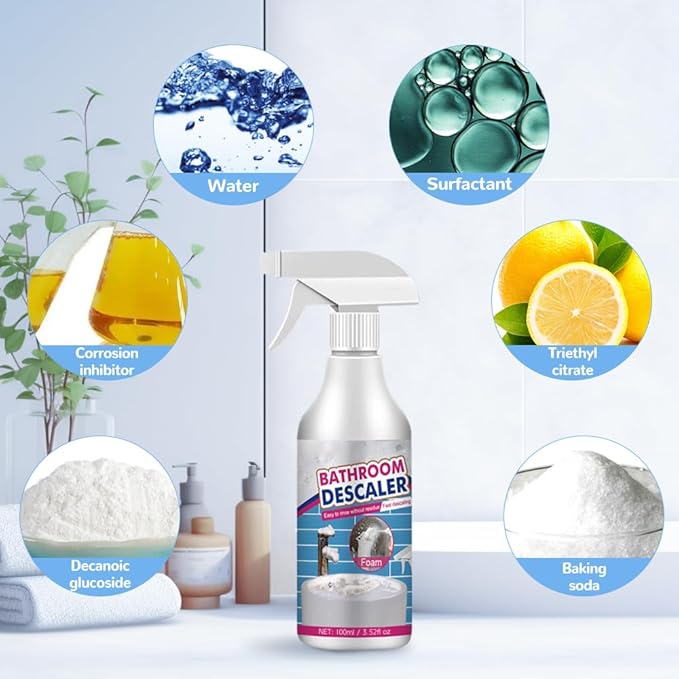 Bathroom Descaler Cleaner, 2024 New Multipurpose Bathroom Foam Cleaner Stubborn Stains Cleaner, Bathroom Descaler Cleaner Spray, All Purpose Rinse Cleaning Foam for Bathroom (3)