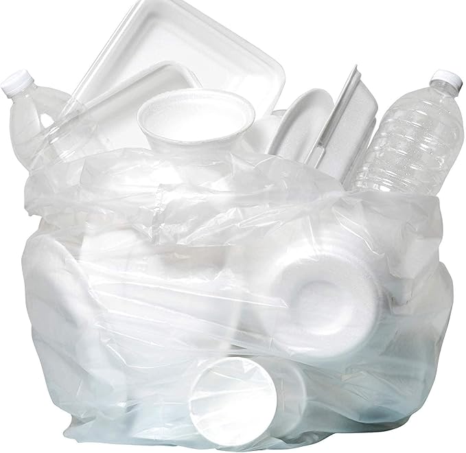 Aluf Plastics High Density Trash Bags, 55 Gallon, 800 Count, 17 Micron (eq), 36" x 60", Clear, for Bathroom, Office, Industrial, Commercial, Janitorial, Municipal, Recycling