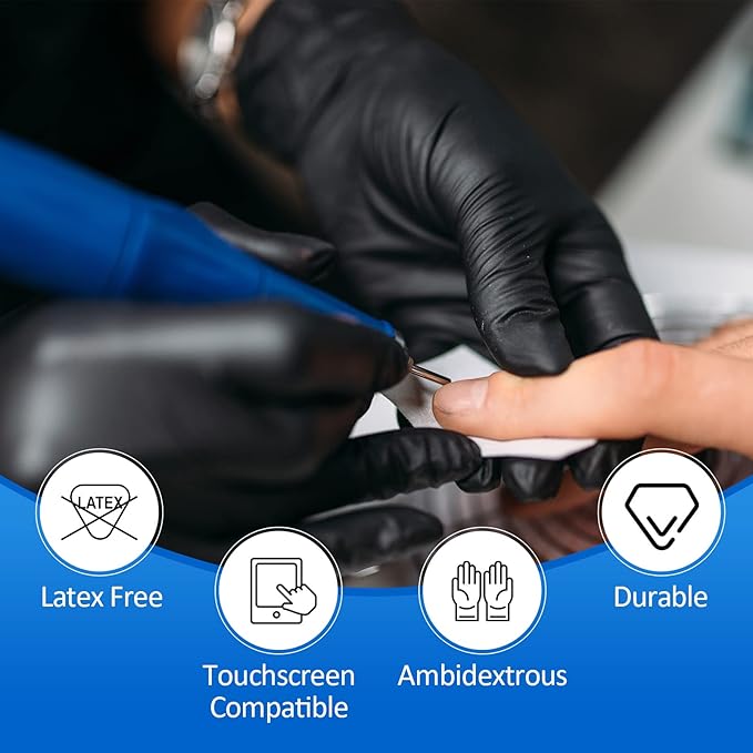 Schneider Nitrile Exam Gloves, 4 Mil Black Gloves Disposable Latex Free Powder Free, Food Safe for Cooking, Food Prep, Clean