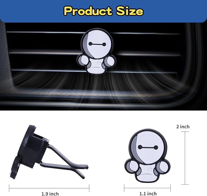 Air Vent Decoration - Cute Super Hero Decorative Vent Clip for Cars, Bedroom or Office [Baymax]