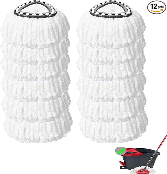 12 Pack Mop Replacement Head, Ailengy 100% Microfiber Mop Refills Spin Mop Replacement Head, 360 Micro Spin Cleaning Replacement Mop Heads for Easy House Cleaning Floor Mopping